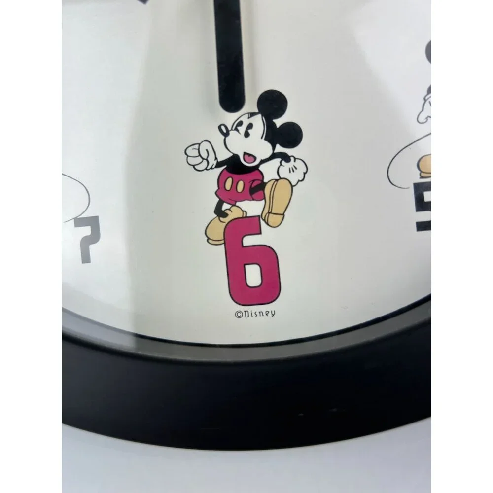 Disney It's Mickey Mouse Time Wall Clock Round Circular Black Red White Tested